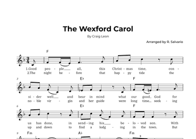 The Wexford Carol (Key of F Major) (arr. R. Salvario)