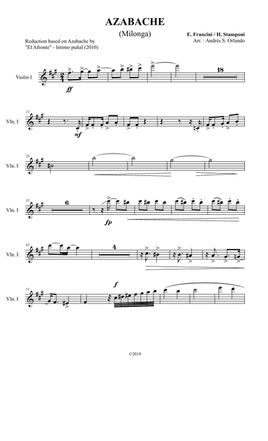 Azabache (Tango - Milonga/Candombe) for tango sextet (arr. Andrés S. Orlando)