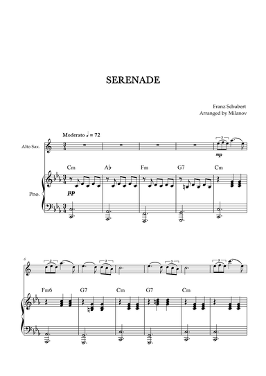 Serenade | Schubert | Alto Sax | Piano | Chords (arr. Milanov)