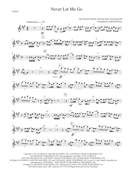 Never Let Me Go (arr. Mitchell Drury)