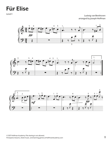 Für Elise (arr. Joseph Hoffman, Hoffman Academy)