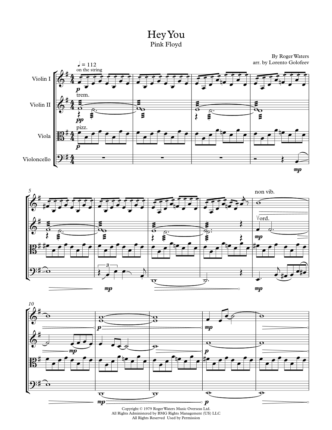 Hey You (arr. Lorento Golofeev)