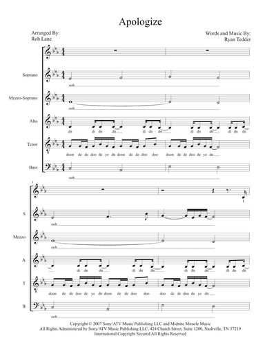 Apologize (arr. Robert Lane)