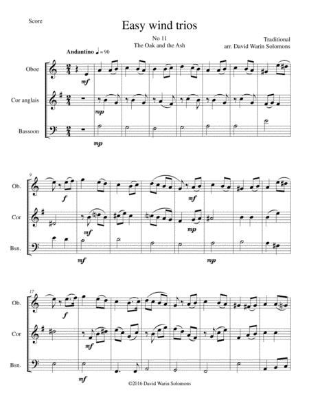 The Oak and the Ash (A North country maid) for double-reed trio (oboe, cor anglais, bassoon) (arr. David Warin Solomons)