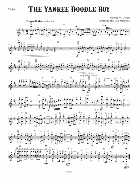 The Yankee Doodle Boy for Solo Violin (arr. Bob Mathews)
