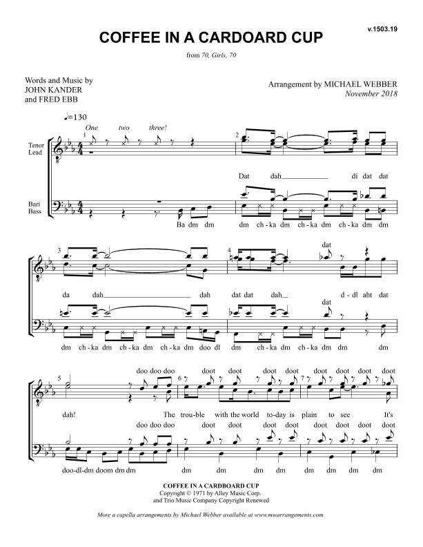Coffee (in A Cardboard Cup) (arr. Michael Webber)