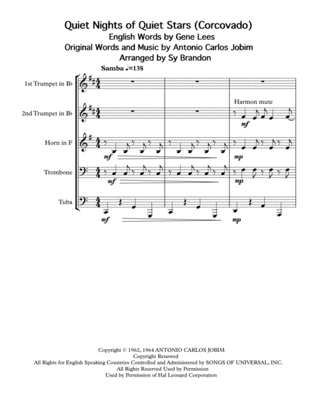 Quiet Nights Of Quiet Stars (Corcovado) (arr. Sy Brandon)
