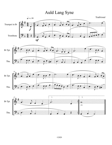 Auld Lang Syne (trumpet and trombone duet) (arr. B. C. Dockery)
