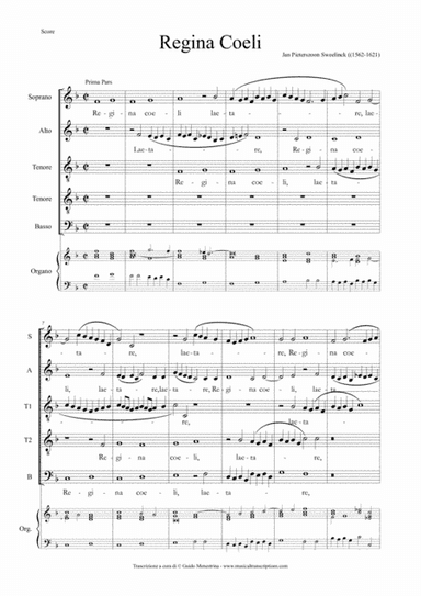 Jan Pieterszoon Sweelinck (1562-1621) - Regina coeli a 5 (arr. Guido Menestrina)