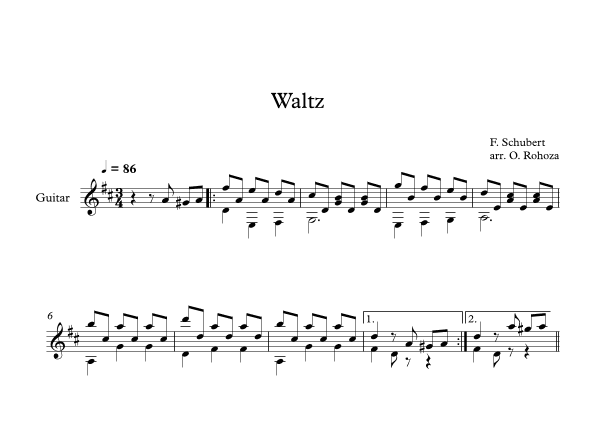 Waltz - Franz Schubert (Guitar) (arr. Oleksii Rohoza)