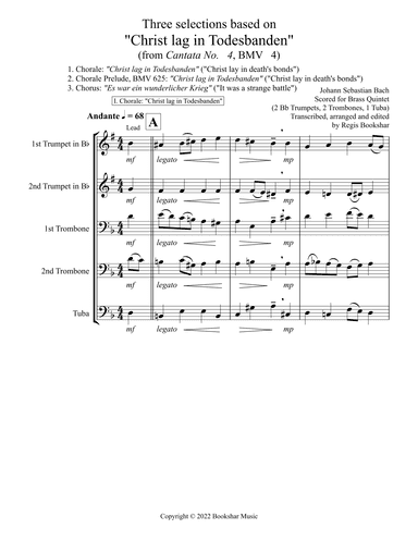 Three selections based on "Christ lag in Todesbanden" (Brass Quintet - 2 Trp, 2 Trb, 1 Tuba) (arr. Regis Bookshar)