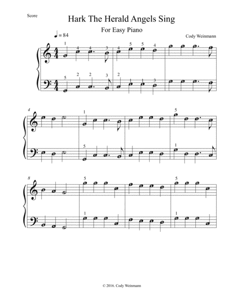 Hark The Herald Angels Sing! For Easy Piano (arr. Cody Weinmann)