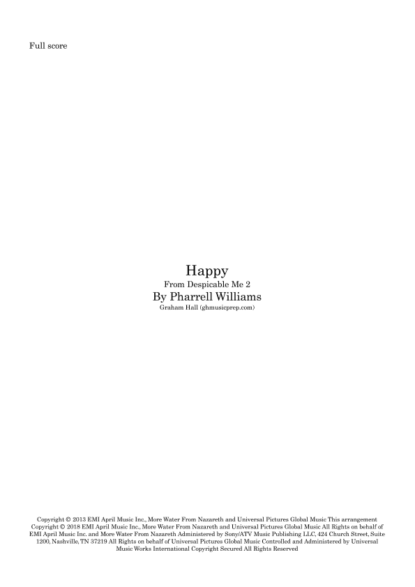 Happy (arr. Graham Hall (ghmusicprep.com))