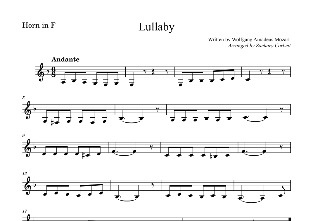 Lullaby (arr. Zachary Corbett)