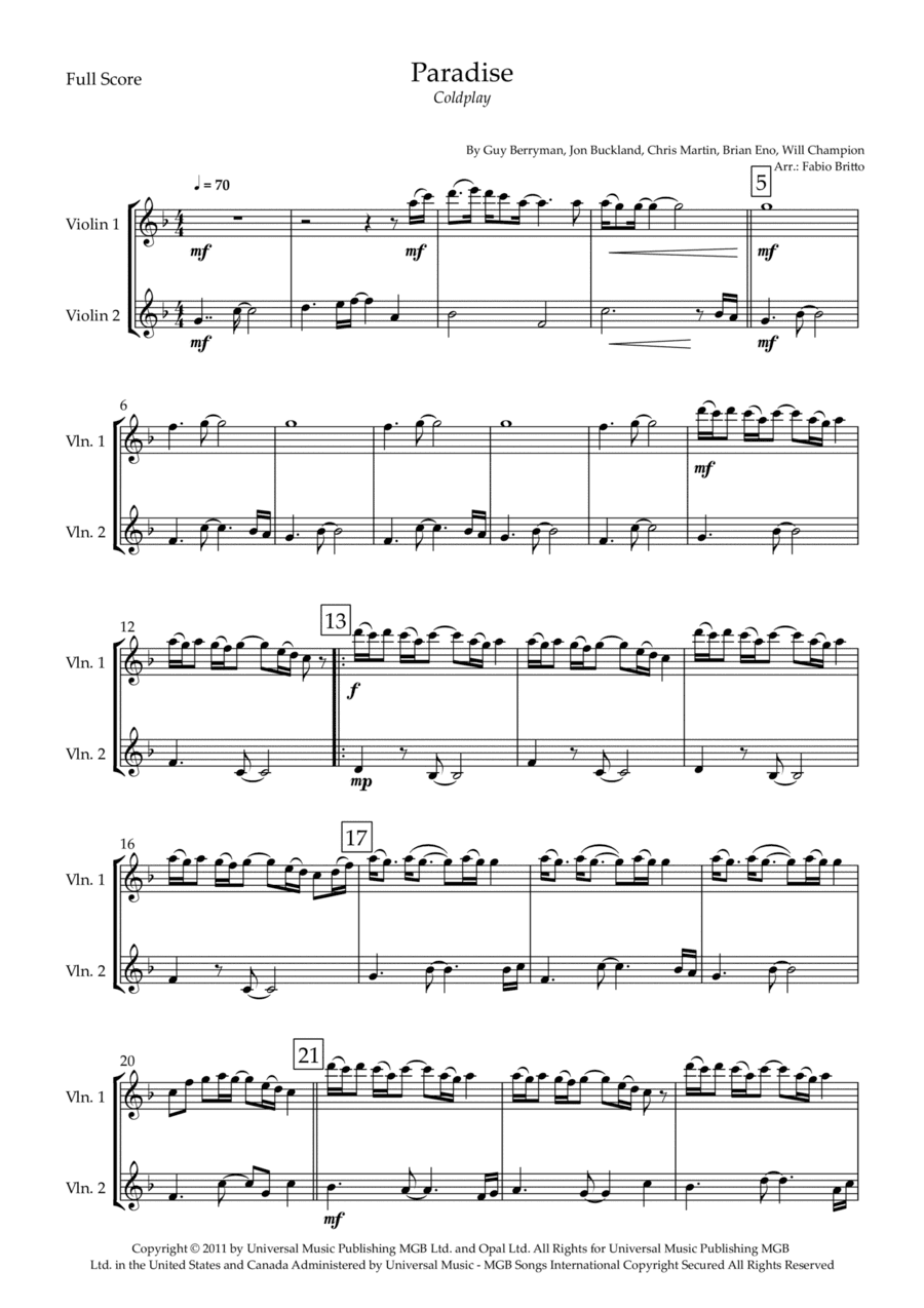 Paradise (arr. Fabio Britto)