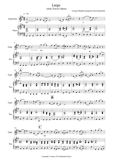 Largo (by Handel) for Euphonium and Piano (arr. David Burndrett)