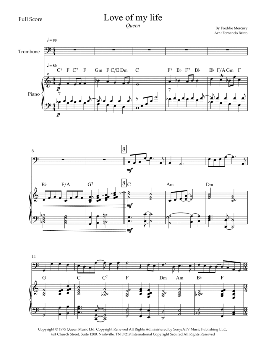 Love Of My Life (arr. Fernando Britto)