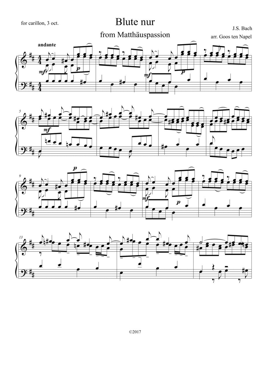 Blute nur, for carillon (arr. Goos ten Napel)