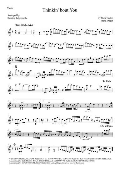 Thinkin' 'bout You (arr. Adelaide String Duo)