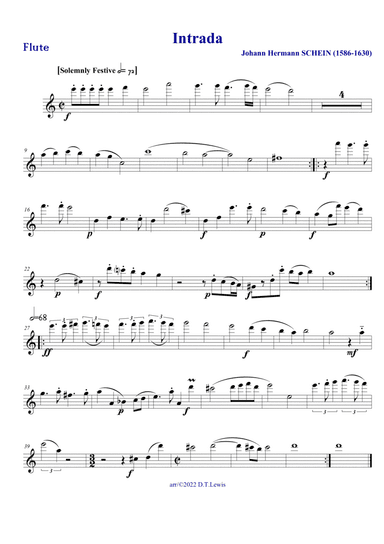 Hermann Schein: Intrada from "Little Banquet of Music" (for woodwind quintet) (arr. Derrick Thomas Lewis)