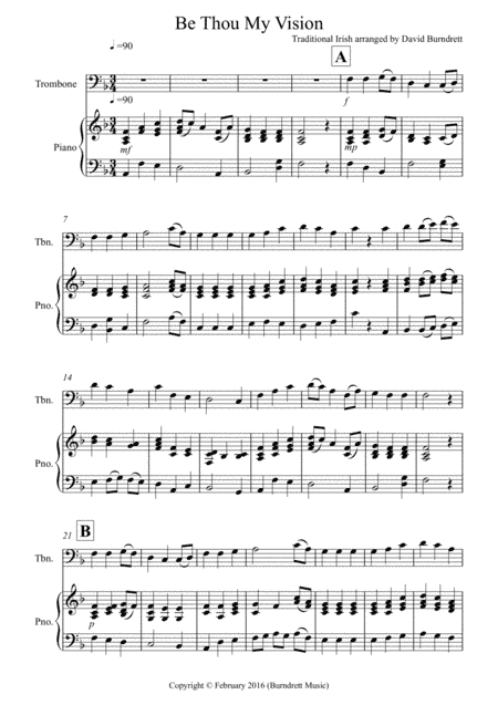 Be Thou My Vision for Trombone and Piano (arr. David Burndrett)
