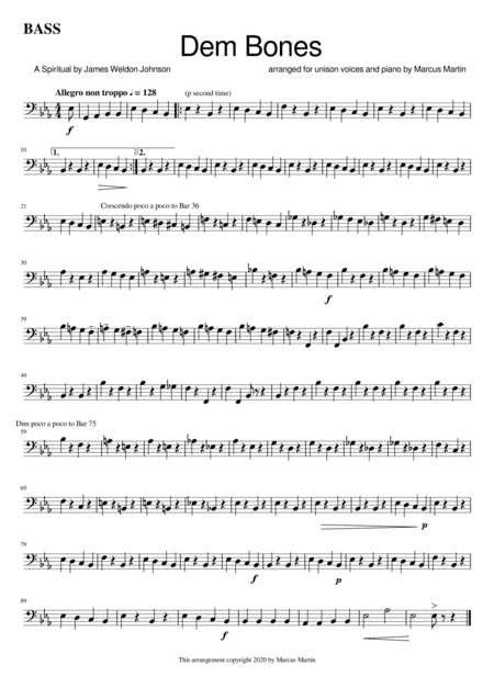 Dem Bones Bass and Drum accompaniment for 4 part choral edition S0.851041 (arr. Marcus Martin)