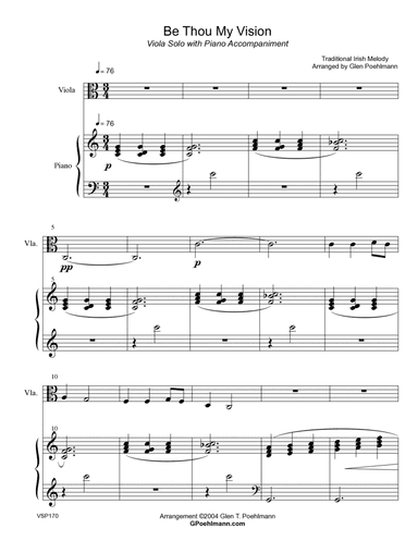 BE THOU MY VISION  - VIOLA SOLO with Piano Accompaniment (arr. Glen Poehlmann)