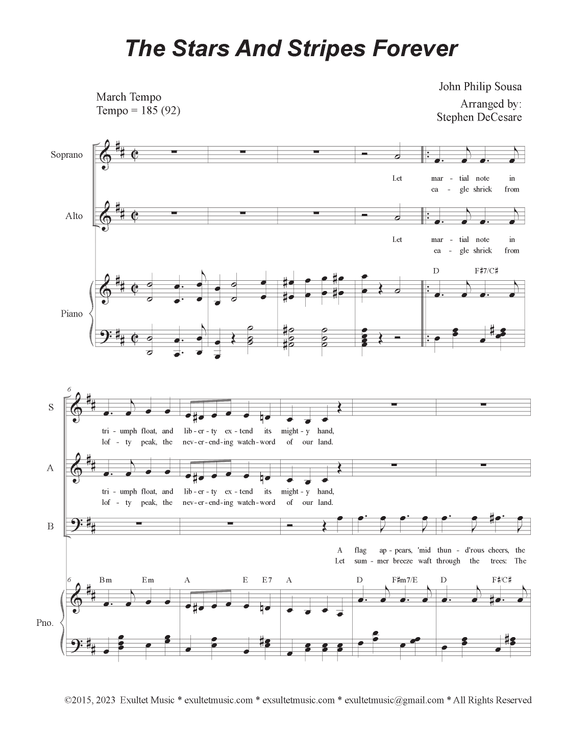 The Stars and Stripes Forever (Vocal Trio - (SAB) (arr. Stephen DeCesare)