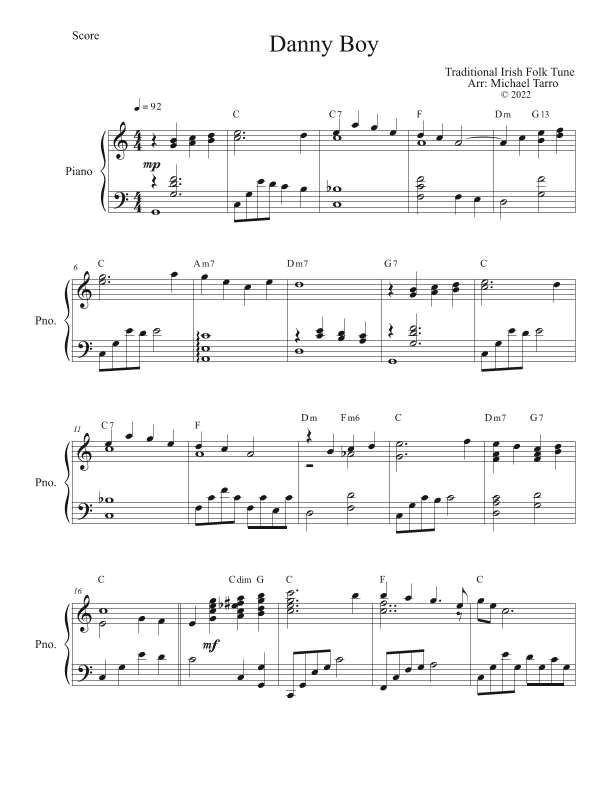 Danny Boy (arr. MICHAEL TARRO)