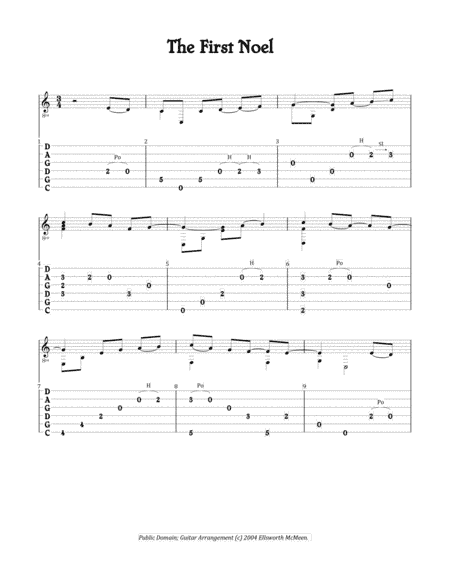 First Noel (For Fingerstyle Guitar Tuned CGDGAD) (arr. Ellsworth McMeen)