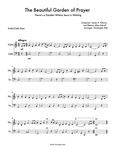 The Beautiful Garden of Prayer - Violin/Cello Duet (arr. Christopher Bell)