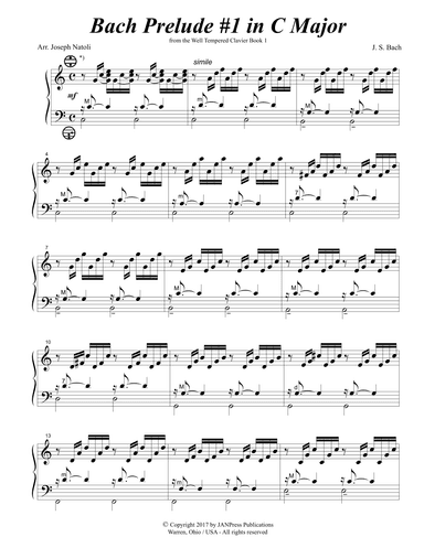 Bach Prelude #1 in C Major (arr. Joseph Natoli)