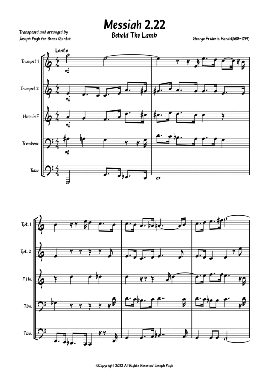 Messiah 2.22(Behold The Lamb) (arr. Joseph Pugh)