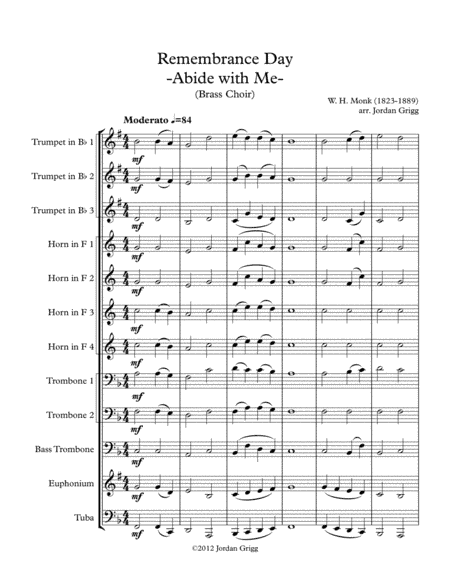 Remembrance Day 'Abide with Me' (Brass Choir) (arr. Jordan Grigg)