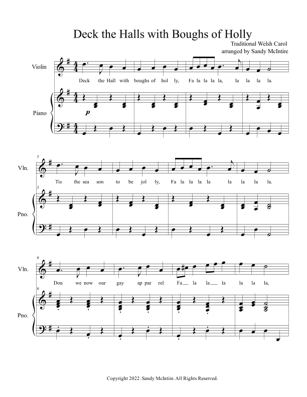 Deck the Halls (arr. Sandy McIntire)