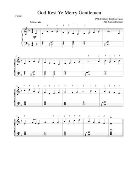 God Rest Ye Merry Gentlemen - easy piano (arr. Samuel Stokes)