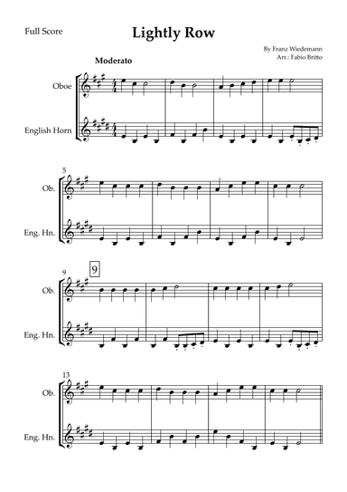Lightly Row for Oboe & English Horn Duo (arr. Fabio Britto)