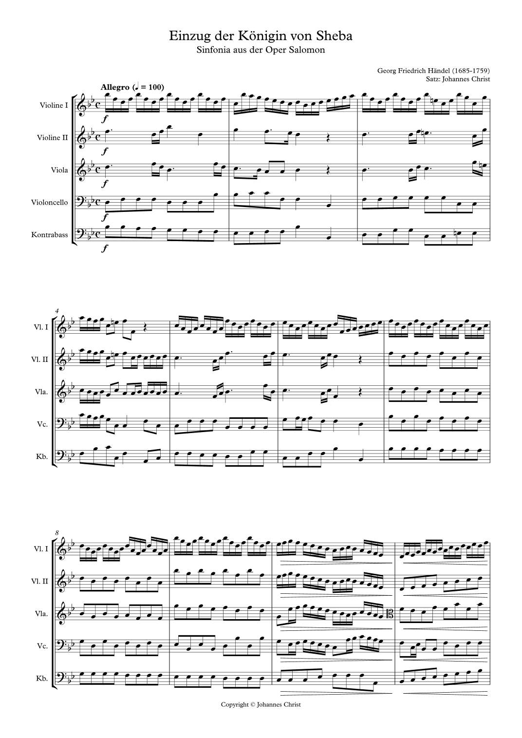 The Arrival of the Queen of Sheba (Solomon) (arr. Johannes Christ)