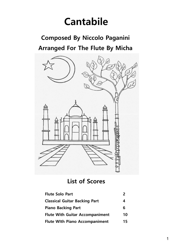 Cantabile By Paganini For Flute With Guitar or Piano (arr. Micha)