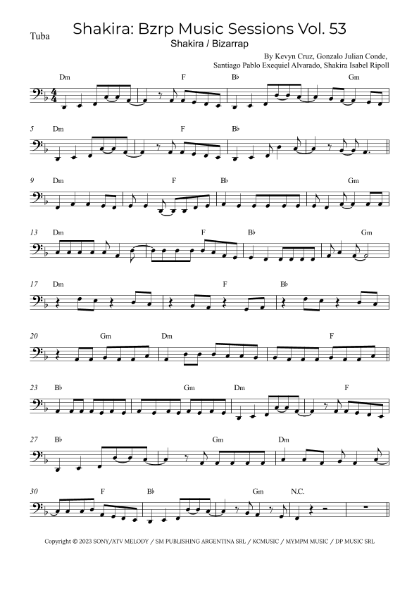Shakira: Bzrp Music Sessions Vol. 53 (arr. Alex Nunes Rodrigues)
