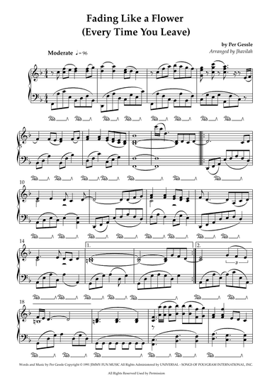Fading Like A Flower (every Time You Leave) (arr. Jhavilah)