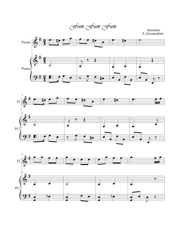 Fum Fum Fum. Flute and piano duo (arr. Ester Alessandrini)