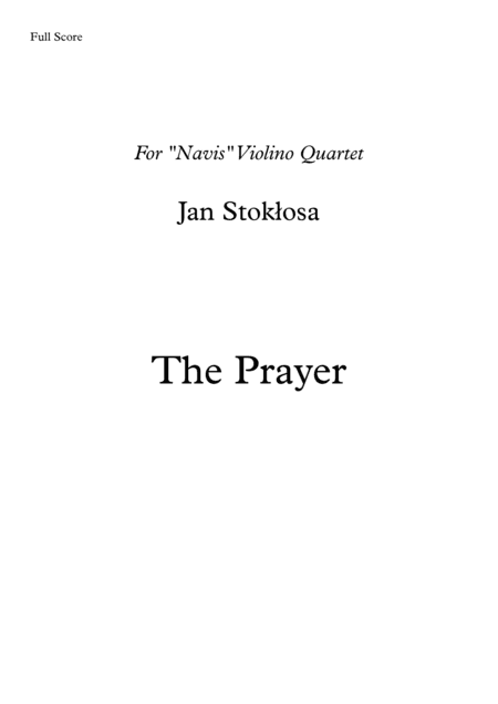 'The Prayer' for violino quartet