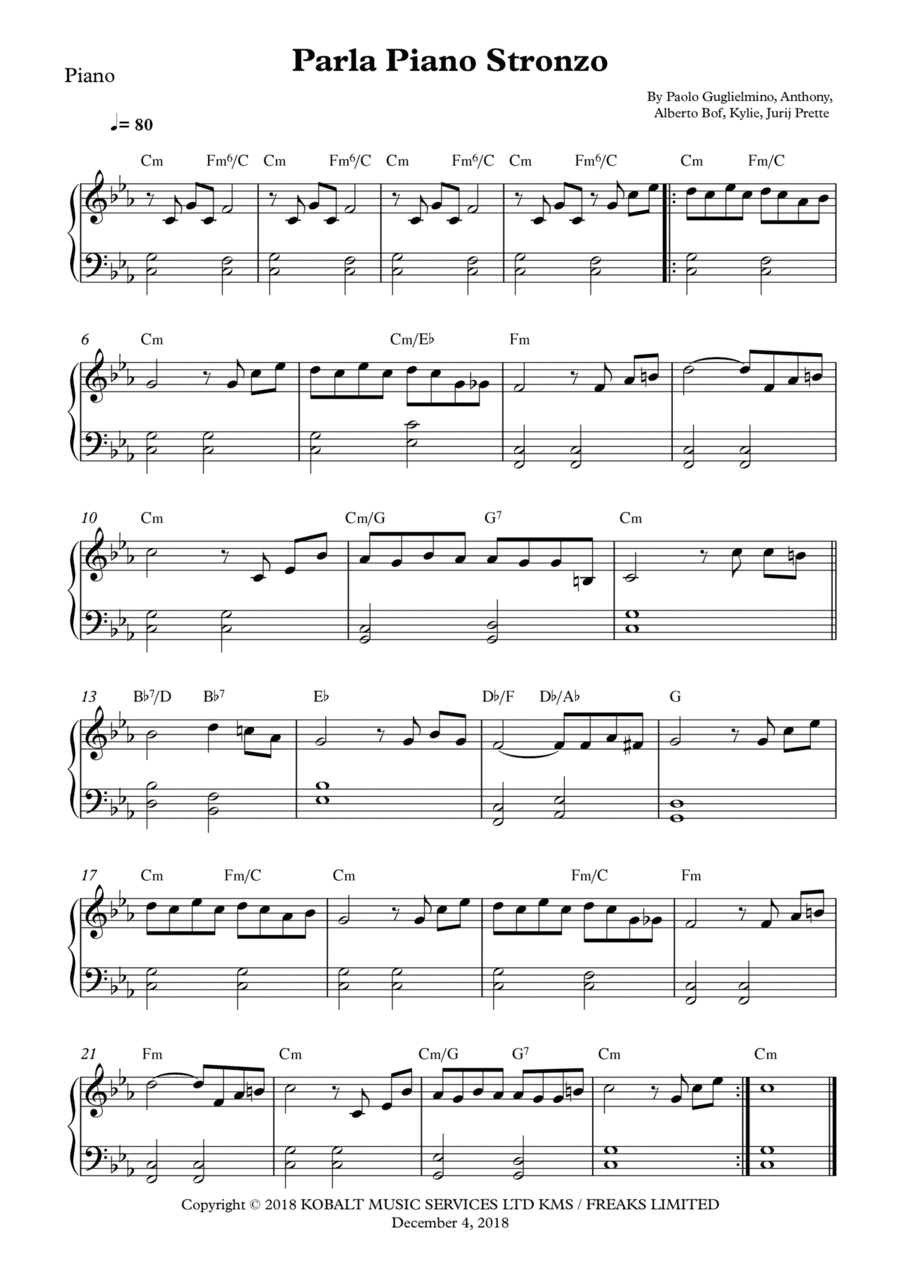 Parla Piano Stronzo (arr. Wesley S. SIlva)