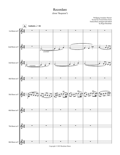 Recordare (from "Requiem") (F) (French Horn Octet) (arr. Regis Bookshar)