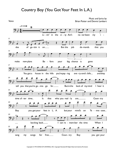 Country Boy (you Got Your Feet In L.a.) (arr. David Lartey)