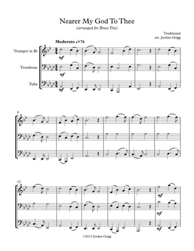 Nearer My God To Thee (arranged for Brass Trio) (arr. Jordan Grigg)