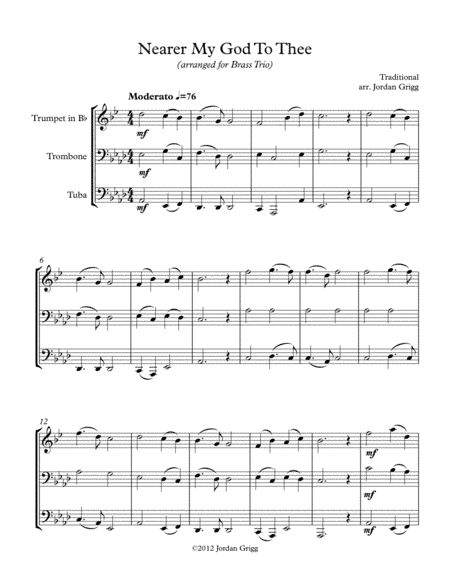 Nearer My God To Thee (arranged for Brass Trio) (arr. Jordan Grigg)