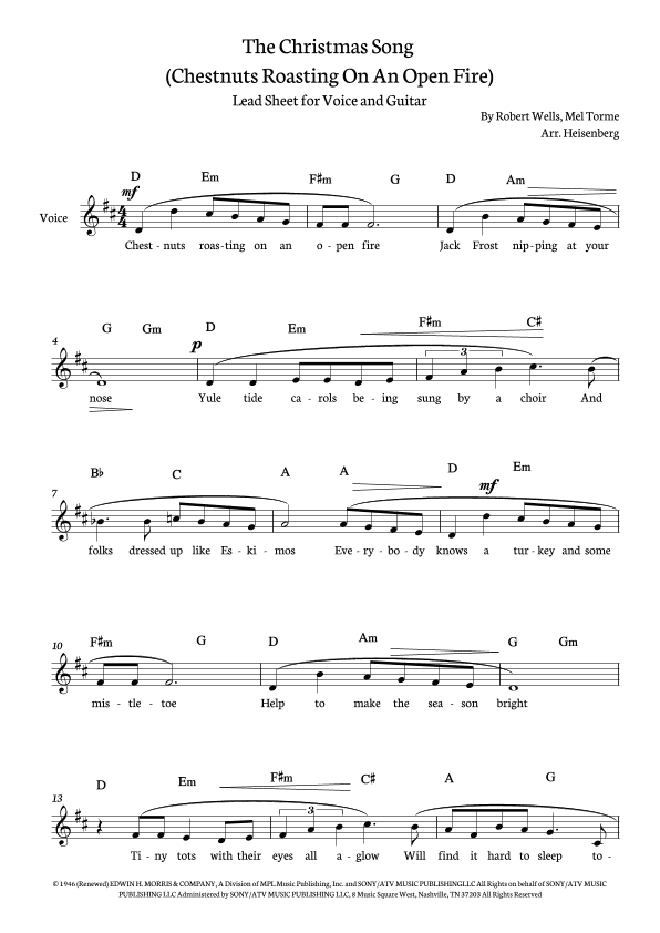 The Christmas Song (chestnuts Roasting On An Open Fire) (arr. Heisenberg)