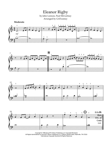 Eleanor Rigby (arr. GAToomey)